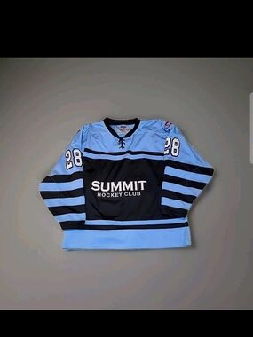 XL Summit Plastics Hockey Club MENACE Game-Worn Jersey Powder Blue/Black (#28)